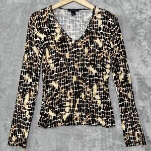 St. John Black and Gold Patterned Blouse